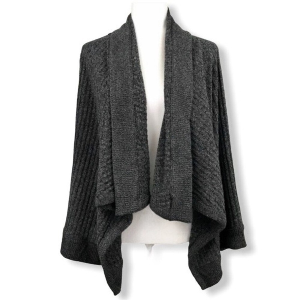 Athleta Tiburon Charcoal Women's Open Cascading Front Cardigan